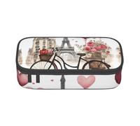 GUOLGP Love Paris Tower Trousse à crayons grande capacité avec inscription « Coffee Wine Perfume » Motif vélo, Noir , Taille unique
