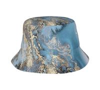 GUOLGP Marbre. Imprimé Fonctionnalité Large Utilisation Casquette Protection Solaire Chapeau Seau Chapeau Randonnée Camping Plage Aventure Noir