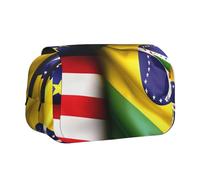 GUOLGP Pochette de rangement polyvalente avec drapeaux américains et brésiliens - Pour le bureau, les voyages - Plusieurs poches