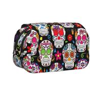 GUOLGP Pochette de rangement polyvalente avec motif de têtes de morts et fleurs colorées