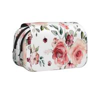 GUOLGP Pochette de rangement polyvalente et portable avec imprimé de roses en fleurs, fournitures de voyage, bureau, voyage, multi-poches