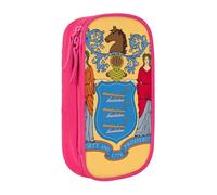 GUOLGP Pochettes à crayons fonctionnelles avec impression drapeau du New Jersey - Multi-compartiments - Fournitures scolaires - Accès facile, rose, Taille unique, Poche de rangement
