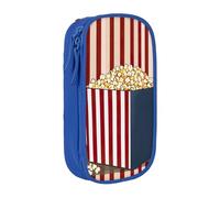 GUOLGP Pochettes à crayons fonctionnelles avec impression pop-corn - Multi-compartiments - Fournitures scolaires - Accès facile, bleu, Taille unique, Poche de rangement