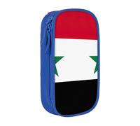 GUOLGP Pochettes à crayons fonctionnelles avec motif drapeau de la République arabe syrienne, multi-compartiments de rangement, fournitures scolaires, accès facile, bleu, Taille unique, Poche de