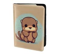 GUOLGP Portefeuille élégant unisexe avec imprimé loutre pour passeport de voyage en famille et documents de vacances léger et sécurisé