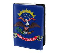 GUOLGP Portefeuille léger et sécurisé pour passeport, voyage, famille, vacances, drapeau de l'État du Dakota du Nord imprimé