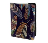 GUOLGP Portefeuille léger et sécurisé pour passeport, voyage, famille, vacances, imprimé plumes de paon