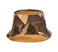 GUOLGP Pyramides d'Égypte Impression Fonctionnalité Large Usage Casquette Protection Solaire Chapeau Seau Randonnée Camping Plage Aventure Noir