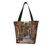 GUOLGP Sac à bandoulière d'été imprimé Old Street italien, sac fourre-tout de voyage, sorties de plage, trajets quotidiens, accessoires pour femmes et hommes