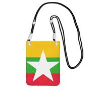 GUOLGP Sac à bandoulière pour téléphone avec imprimé drapeau de la Birmanie - Tendance - Fin et léger - Pour voyage, course à pied, randonnée, shopping