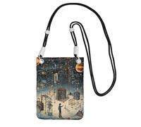 GUOLGP Sac à bandoulière pour téléphone imprimé physique - Tendance - Fin et léger - Pour voyage, course à pied, randonnée, shopping, Noir , Taille unique