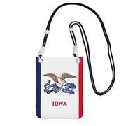 GUOLGP Sac à bandoulière pour téléphone portable avec imprimé drapeau de l'État de l'Iowa - Tendance - Léger - Pour voyage, course à pied, randonnée, shopping, Noir , Taille unique