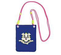 GUOLGP Sac à bandoulière pour téléphone portable avec imprimé drapeau de l'État du Connecticut - Tendance - Léger - Pour voyage, course à pied, randonnée, shopping, Fuchsia, Taille unique