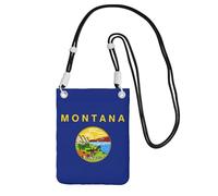 GUOLGP Sac à bandoulière pour téléphone portable imprimé drapeau de l'État du Montana - Tendance - Léger - Pour voyage, course à pied, randonnée, shopping, Noir , Taille unique