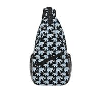 GUOLGP Sac à bandoulière unisexe imprimé éléphant bleu noir pour voyage, randonnée, usage quotidien, sac à dos à bandoulière tendance