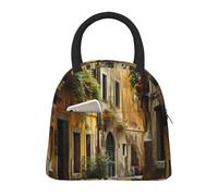 GUOLGP Sac à déjeuner isotherme élégant et léger Motif rue italienne Pour le travail, l'école, le pique-nique Garde les repas frais