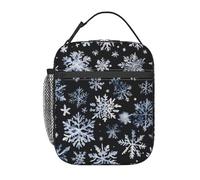GUOLGP Sac à déjeuner pratique avec imprimé bonhomme de neige, étoiles et flocons de neige