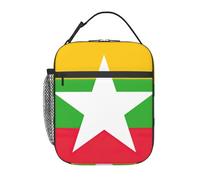 GUOLGP Sac à déjeuner pratique avec motif drapeau de la Birmanie pour pique-nique, collations, boissons, travail, école, voyage