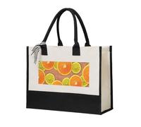 GUOLGP Sac fourre-tout en toile imprimé citrons et oranges pour femme pour la plage, les voyages, l'école, le bureau, usage quotidien