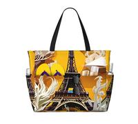 GUOLGP Sac fourre-tout imperméable multi-poches pliable léger Paris Tour Eiffel imprimé aventures en plein air