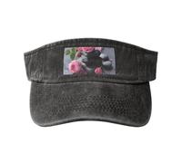 GUOLGP Spa Stone and Rose Flowers Print Fashion Hat for Sports Outdoor Activities Washed Baseball Cap Vintage Classic, Noir , Taille unique