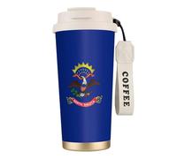 GUOLGP Tasse de voyage en acier inoxydable avec motif drapeau du Dakota du Nord pour bureau, école, camping