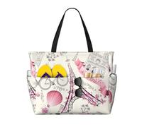 GUOLGP The Paris Tower and a Bicycle Print Sac fourre-tout imperméable multi-poches pliable léger aventures en plein air