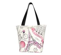 GUOLGP The Paris Tower and a Bicycle Print Summer Shoulder Bag Travel Tote Beach Outings Daily Commutes Women Men Accessory