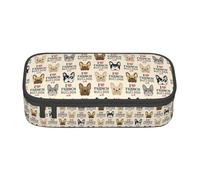 GUOLGP Trousse à crayons avec inscription « I Love French Bulldog » - Grande capacité - Grande capacité - Pour étude, fournitures scolaires et voyage, Noir , Taille unique