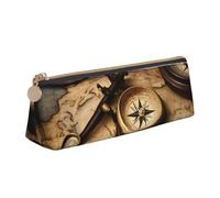 GUOLGP Trousse à crayons élégante avec boussole et carte du monde - Grande capacité - 21 x 5,6 x 6,1 cm - Pochette triangulaire - Essentiels quotidiens