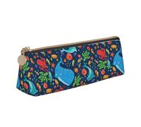 GUOLGP Trousse à crayons élégante avec imprimé baleine océan, poisson, pieuvre, grande capacité, 21,6 x 5,6 x 6,1 cm, pochette triangulaire, essentiels quotidiens