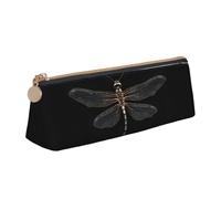GUOLGP Trousse à crayons élégante avec imprimé libellule noire - Grande capacité - 21 x 5,6 x 6,1 cm - Pochette triangulaire - Essentiels quotidiens