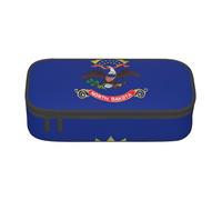GUOLGP Trousse à crayons élégante de grande capacité avec motif drapeau du Dakota du Nord - Pour étude, fournitures scolaires et voyage, Noir , Taille unique