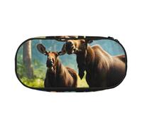 GUOLGP Trousse à fermeture éclair Motif cerf ours élan Pour écolier Fournitures de bureau