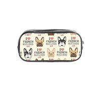 GUOLGP Trousse transparente avec inscription « I Love French Bulldog » pour étudiants, garçons et filles