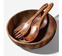 Guolich Bol Rond en Saladier Bois d'acacia - Idéal Comme Saladier,Bol Mélangeur,Corbeille a Fruit ou Bol à Pain, Ø 23,7 cm,Ustensiles de Cuisine, Parfait pour la Cuisine, le Pique-nique et Les Fêtes