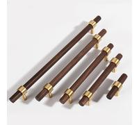 Guolich Lot de 2 poignées de meuble en bois - Trou unique - Poignées pour armoires de cuisine - Poignées en bois pour armoires de cuisine (Brun Foncé, 96MM)