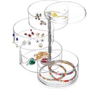 Guolich Organisateur de Bijoux Boîte 4 Couches Acrylique Transparent 360 ° Rotation Cosmétique Titulaire Spin Storage pour Collier Bracelet Anneau Boucle D'oreille Petits Articles Conteneur Cas