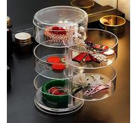 Guolich Organisateur de Bijoux Boîte Acrylique Transparent 360 ° Rotation Cosmétique Titulaire Spin Storage pour Collier Bracelet Anneau Boucle D'oreille Petits Articles Conteneur Cas (4 Couches)