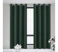 GUOLIXIA Lot de 1 Rideaux Salon Anti Bruit 70 x 90 cm 100% Lumiere Bloquer Anti Chaleur, Anti-UV Rideaux à Oeillets Draperies Installation Facile pour Chambre Adulte Salon, Vert Foncé