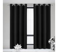 GUOLIXIA Lot de 1 Rideaux Salon Anti Bruit 90 x 50 cm 100% Lumiere Bloquer Anti Chaleur, Anti-UV Rideaux à Oeillets Draperies Installation Facile pour Chambre Adulte Salon, Noir