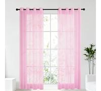 GUOLIXIA Rideaux Voilages à Oeillets 240 x 240 cm Bloquer Soleil Anti UV Voile Semi Transparent Bloquer Soleil Anti UV, Doux et Esthétiques Maison Chambre Cuisine, Rose