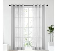GUOLIXIA Rideaux Voilages à Oeillets 240 x 240 cm Bloquer Soleil Anti UV Voile Semi Transparent Bloquer Soleil Anti UV, Doux et Esthétiques Maison Chambre Cuisine, Gris Clair