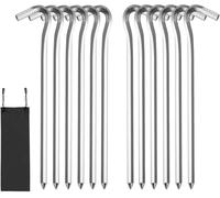 GuoluvSoo Lot de 12 piquets de tente en aluminium de qualité supérieure - Tige hexagonale de 17,8 cm avec crochet pour le camping et une utilisation en extérieur.