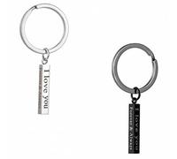 GUOMISI porte clef,porte clef voiture,porte clef couple,Porte-clés rectangulaire gravé avec Forever & Always I love you Cadeau pour couple, cadeau pour homme et femme, cadeau de Noël (Noir Argent 2)