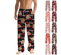 Guooyuuyu Pyjama Personnalisé - Pantalon Pyjama Femme Personnalisé avec 3 Photo- Bas de Pyjama Drole pour Femme Homme - Pyjama Couple Famille, Idee Cadeau Personnalisé (A)