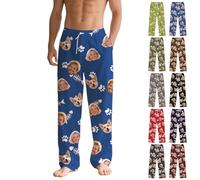 Guooyuuyu Pyjama Personnalisé - Pantalon Pyjama Femme Personnalisé avec 3 Photo- Bas de Pyjama Drole pour Femme Homme - Pyjama Couple Famille, Idee Cadeau Personnalisé (D)