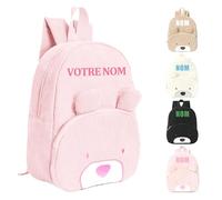 Guooyuuyu Sac Personnalisable Enfant avec Nom Brodé, Sac a Dos Personnalisé Enfant Prenom pour Garcon et Fille, Sac a Dos Bebe Mignon avec Oreilles d'Ourson, Cartable Maternelle Fille Crèches (Rose)