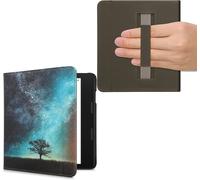 GUOP-Étui Compatible Avec Tolino Epos 3 Coque - Étui À Rabat Magnétique Tablette Ereader Similicuir Avec Sangle - Bleu-Gris-Noir