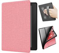 GUOP-Étui Pour Kindle Oasis 2/3 De 7 Pouces,Coque En Tpu Avec Texture En Tissu Et Double Dragonne À L'Arrière,Coque Magnétique Avec Fonction De Réveil/Veille Intelligente (Rose)